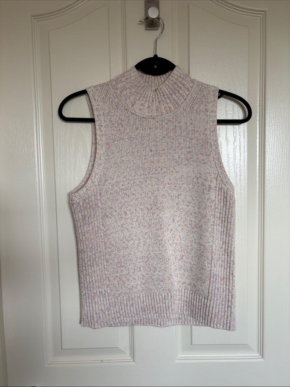 Sleeveless Mock Neck Knit Sweater - Pastel Speckle